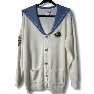Sailor Moon‎ Hot Topic Eternal Brooch Tiare Embroidered Cardigan Cream XL